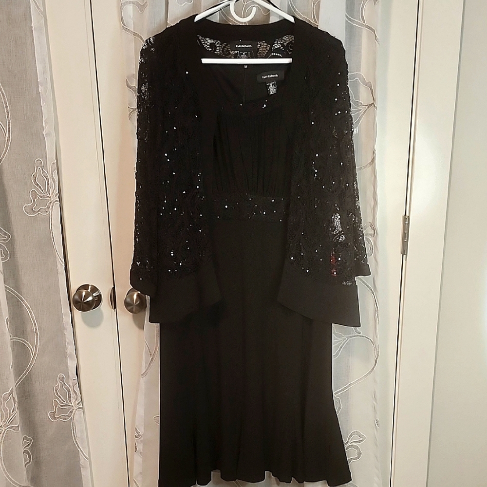 R&M Richards Elegant Black Two-Piece Set Size 16 NWT